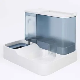 Comparer les prix de Double Gamelle Chat Distributeur Croquettes Chat Automatique et Distributeur Eau Chat 2 en 1 Bleu .