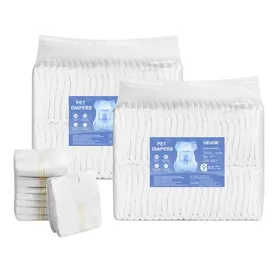 Comparer les prix de Couches Jetables pour Chiens Femelles-VEVOR-96 PCS-Couches pour Chiennes Super Absorbantes Anti-fuites-Taille XS