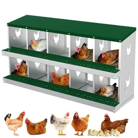 Comparer les prix de Pondoir Poules Pondeuses 10 Compartiments Poulailler en Acier Galvanisé Récolte des Œufs Facilitée  Pratique Pied Vert