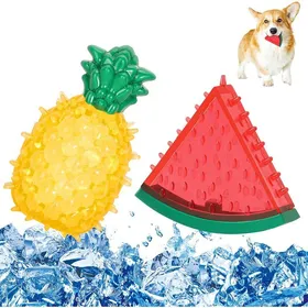 Meilleurs prix pour Jouets à mâcher pour animaux jouets à mordiller congelables formes pastèque et ananas (paquet de 2)