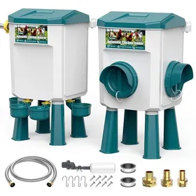 Meilleurs prix pour Mangeoire Poules Anti Nuisible Abreuvoir Poules Automatique 7 litres avec Pieds Flotteur Filtré Tuyau en Acier Inoxydable 15 m