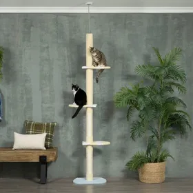 Comparer les prix de Arbre à chat réglable antidérapant 220-260 cm jaune blanc bleu