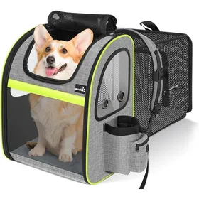 Comparer les prix de Sac Transport Chat Chiots Extensible Sac Dos pour Chien Petit Animal avec Matelas en Peluche Amovible,Filet Respirant,Pliable