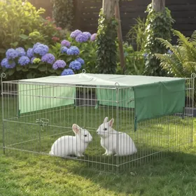 Comparer les prix de Parc Enclos Extérieur grillage en métal pour lapin poulecochon dinde Taille S Carré été 2529