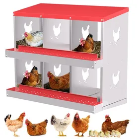 Meilleurs prix pour Pondoir Poules Pondeuses 6 Compartiments Poulailler en Acier Galvanisé Collecte des Œufs Couvercle Amovible Pratique Rouge