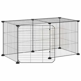 Comparer les prix de poulailler - enclos petits animaux - HELLO2026 - Cage animaux de compagnie à 8 panneaux et porte Noir 35x35cm 3_1196860