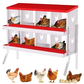 Comparer les prix de Pondoir Poules Pondeuses 8 Compartiments Poulailler en Acier Galvanisé Récolte des Œufs Facilitée  Pratique Pied Rouge