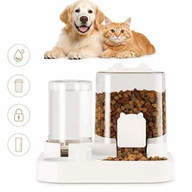 Meilleurs prix pour Distributeur Nourriture Eau – Double Réservoir 1.6L Filtre Anti Humidité – pour Chat Chien Voyage – 2.2L Blanc