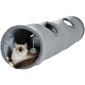 Meilleurs prix pour Tunnel pour chat en daim pliable 30 x 130 cm 2 ouvertures et balle suspendue — AIMOONSA