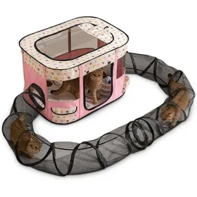 Comparer les prix de Parc pour Chat avec Tunnel Enclos Pliable Interactif avec Grand Espace de Jeu Tente Extérieure Sûre pour Chats dIntérieur Ro（L097）