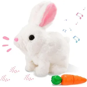 Comparer les prix de Lapin rebondissant,jouet interactif lapin avec des sons et des mouvements de marche animée, oreilles de tremblement, nez en peluche