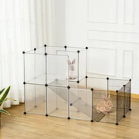 Comparer les prix de Enclos lapin interieur 2 niveaux parc modulable pour petits animaux 27pcs 140 x 70 x 90 cm noir