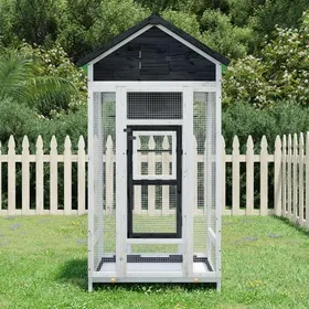 Meilleurs prix pour Cage à oiseau/ Maison à oiseaux - gris 91,5x53x170 cm - bois massif de pin CC4943689