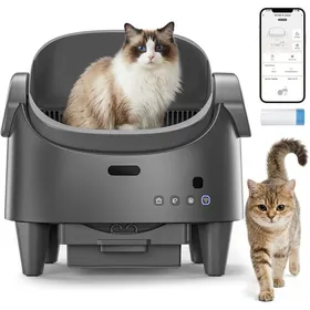 Meilleurs prix pour Bac à litière Automatique pour Chats -Litière Automatique à Dessus Ouvert pour avec Capteurs de Sécurité- Capacité 13L- GRIS