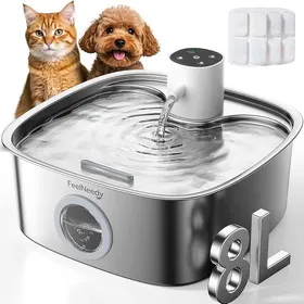 Comparer les prix de 8L Fontaine a Eau Chat sans Fil Batterie 5000mAh Fontaine à Eau Chien avec 3 Filtres Fontaine+3 Filtres+6 Éponges ABREUVOIR