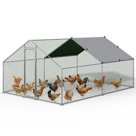 Comparer les prix de VOUNOT® Enclos poulailler en metal galvanise et grillage avec bache PE 400x300x200cm