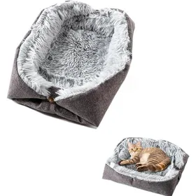 Meilleurs prix pour Lit pour chat chien 2 en 1 double usage panier coussin doux et confortable chaud nid pour chiot Multicolore CHATIERE