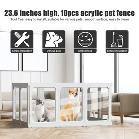 Comparer les prix de BIPLUT 9 Panneaux Parc Enclos Pliant en Plastique pour Chiens Petit Animaux Clôture avec Porte Haut de 60cm Intérieur/Extérieur