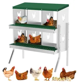 Meilleurs prix pour Pondoir Poules Pondeuses 6 Compartiments Poulailler en Acier Galvanisé Collecte des Œufs Couvercle Amovible Pied Vert