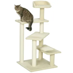 Meilleurs prix pour Arbre à Chat 100cm Beige - Tour de Jeu avec Plateforme Griffoirs en Sisal sur Poteaux - Pour Chats Petits et Moyens