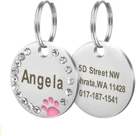 Comparer les prix de Médaille pour chien personnalisée pour animal de compagnie chiot chat étiquette didentification gravée accessoires de colli18