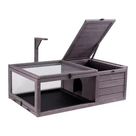 Meilleurs prix pour Maison en Bois pour Tortues-VEVOR-Cage pour Petits Animaux-2 Pièces-avec Support d'éclairage