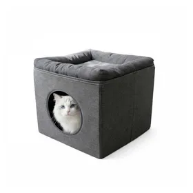 Meilleurs prix pour Niche maison pour chat pliable 36x36x33cm Gris Milo