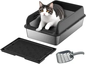 Meilleurs prix pour Bac À Litière Pour Chat Avec Couvercle, 20 Cm De Profondeur, Tapis Et Pelle À Litière, Anti-Fuite D'urine, Noir
