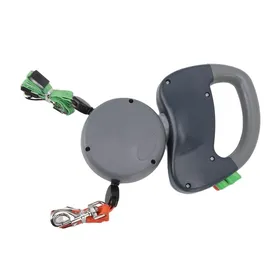 Meilleurs prix pour SURENHAP Corde rétractable pour chien double laisse rétractable pour animaux de compagnie corde à enroulement sport harnais Gris