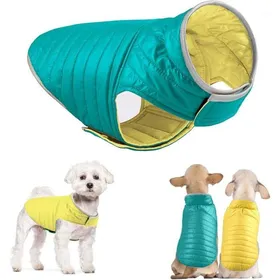 Comparer les prix de Manteau matelassé réversible pour chien idéal pour lhiver idéal pour les petits moyens et grands chiens (bleu/jaune taille S)