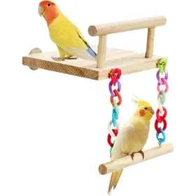 Meilleurs prix pour Ouets pour Oiseaux Perchoirs à Oiseaux en Bois avec Couleur Balançoire Jouet Perroquet Jouets à Mâcher en Bois