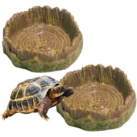 Comparer les prix de 2 Pices Bols Eau pour Reptiles Abreuvoir Tortue Terrestre Bol de nourriture pour animaux accessoires pour tortue BASSIN POUR ANIMAL