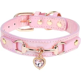 Comparer les prix de XS-Collier pour petite chienne rose taille XS - Décor strass scintillants et breloque cœur collier ajustable en cuir PU à 5