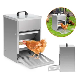Meilleurs prix pour Riossad Mangeoire poules en acier galvanisé – Alimentateur automatique avec couverture étanche et système à pédale pou