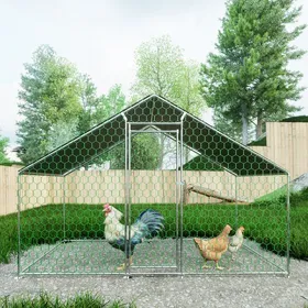 Comparer les prix de Poulailler en plein air - 3x1.5x2m avec serrure de sécurité et toile PE imperméable enclos en métal