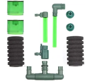 Meilleurs prix pour Pompe à air pour aquarium à double tête avec filtre en éponge biochimique super bio avec ventouse pour équipement d'aquarium (QS-20