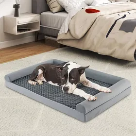 Comparer les prix de COSTWAY Lit XXL pour Chien jusqu'à 68 kg, Coussin en Mousse Forme d'Œuf Housse Amovible Lavable Fond Antidérapant Tissu Imperméable