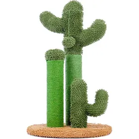 Comparer les prix de Arbre à Chat Griffoir - Poteau Griffoir Chat Cactus en Sisal avec Pompon Suspendu - 3 Poteaux en 1 EnsembleMarronTaille L 68.5cm