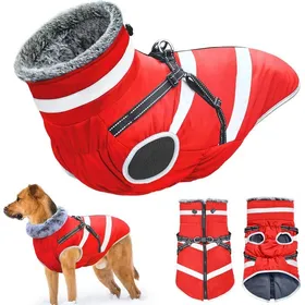 Meilleurs prix pour Manteau imperméable pour chien - VETOBIOL - 4XL - Rouge - Polyester - Doublure en polaire - Réfléchissant