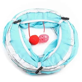 Comparer les prix de SALALIS - Jouet de jeu tunnel froissé pour chat pliable de 120 cm avec balle et trou chaton bleu