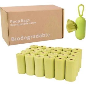 Comparer les prix de Sacs de caca de chien biodégradables - Phoesky - 24 rouleaux - Distributeur inclus - Vert - 230x330 mm - Amidon de maïs