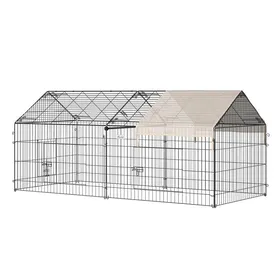 Comparer les prix de Enclos Extérieur pour Petits Animaux avec Pare-Soleil Pliable - TCQPZ - 2 Portes Noir et Beige 220×103×103 cm