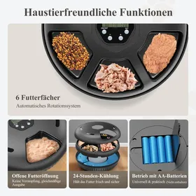 Comparer les prix de Distributeur Automatique pour Chat avec Refroidissement - 6 Repas Fonctionne sur Piles Nourriture Humide (Piles Non Incluses)