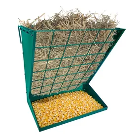 Meilleurs prix pour Mangeoire murale 2-en-1 chevaux/chèvres/moutons/vaches – Râtelier robuste acier galvanisé – Distance réglable – vert foncé