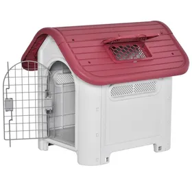 Comparer les prix de Niche dextérieur pour chien rouge - Toit ouvrant portail & aération - Abri étanche pour petits chiens/clapier animaux