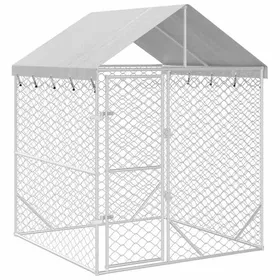 Meilleurs prix pour （SOLDES SEPT)Parc à Chiot - Enclos Grande Taille Chenil dextérieur pour chiens avec toit argenté 2x2x25 m &2037078