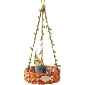 Meilleurs prix pour Lit doiseau pour cage hamac perroquet respirant imitation rotin Hamac vintage tissé à la main pour calopsitte canari