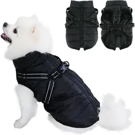 Comparer les prix de Manteau dhiver pour chien - VETOBIOL - Imperméable - Trou de harnais - Noir - S - Coupe-vent - Tour de cou 28 cm