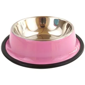 Meilleurs prix pour Gamelle pour chien en acier inoxydable - Conception antidérapante et étanche pour la nourriture et leau (rose 580 ml)
