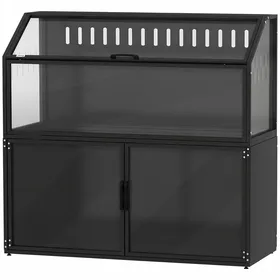 Comparer les prix de LIA Cage Hamster 2-en-1 avec Armoire de Rangement pour Rongeur Hamster Syrien et Souris Acier et Acrylique Noir